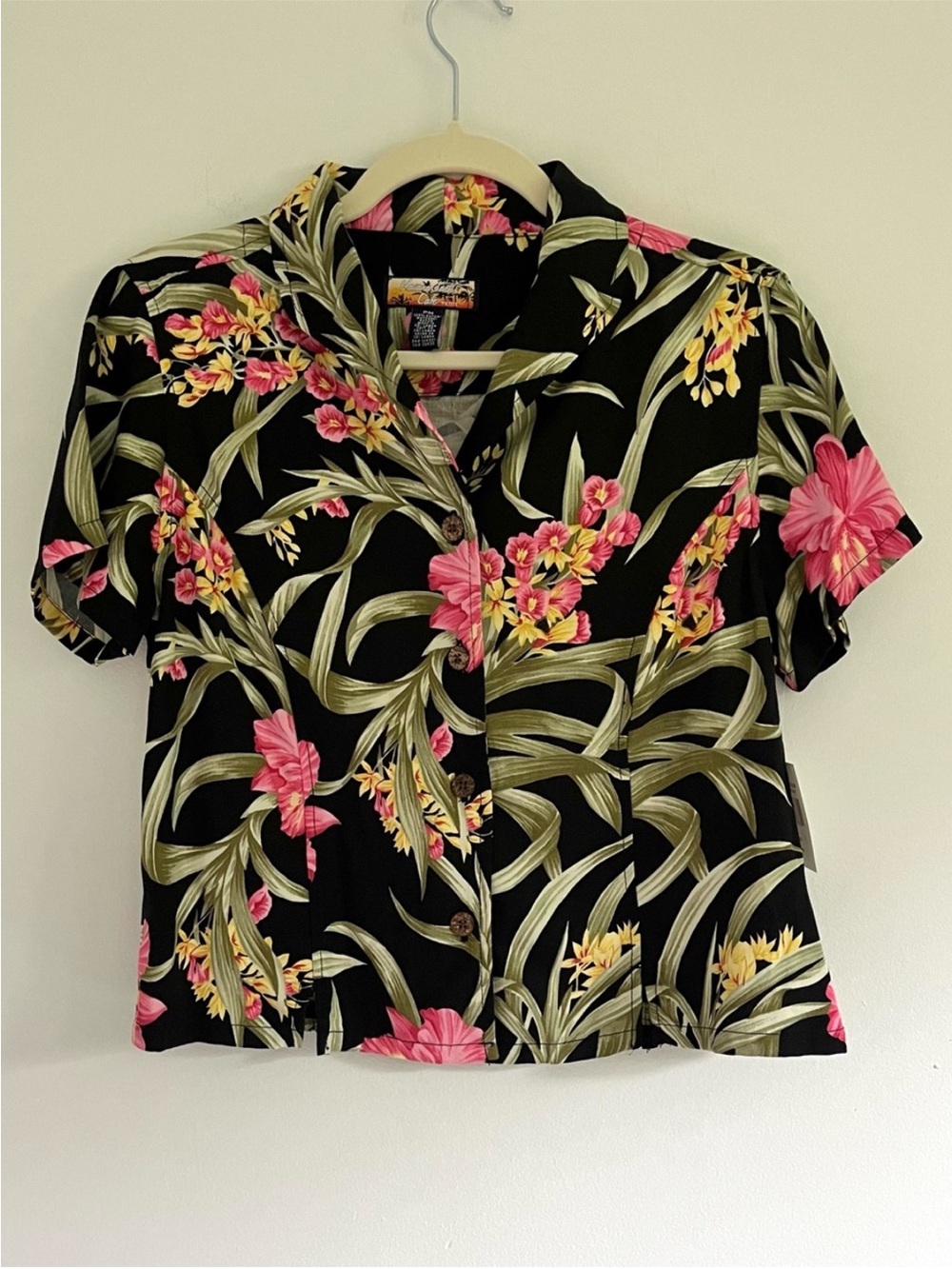 Havana Jack’s Cafe NWT Tropical Floral Summer Button Up Hawaiian Camp Shirt PM